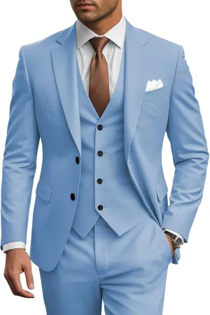 Wangyue Men's Suits 3 Piece Slim Fit Wedding Suits for Men Two Button Jacket Vest Pants Set Prom Dinner