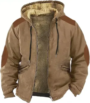 Winter Jackets for Men Fleece Lined Warm Sweatshirt Long Sleeve Zipper Hoodie Sports Hooded Jacket Coat with Pockets