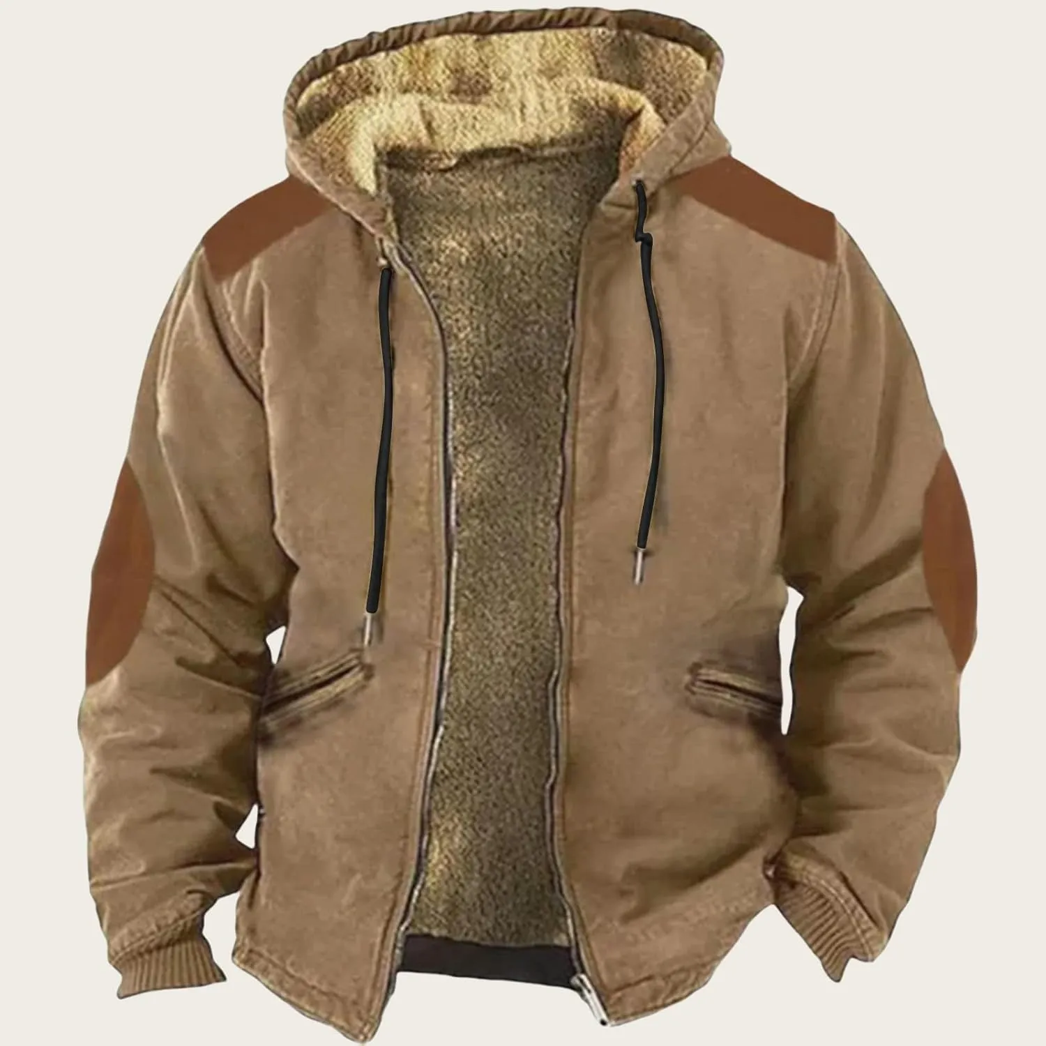 Winter Jackets for Men Fleece Lined Warm Sweatshirt Long Sleeve Zipper Hoodie Sports Hooded Jacket Coat with Pockets