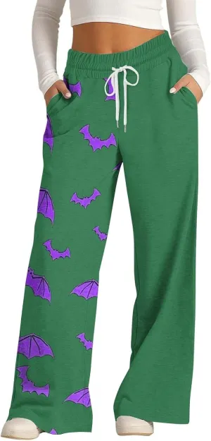 Women Baggy Sweatpants Elastic High Waisted Loose Trousers Casual Straight Leg Yoga Pants Long Pants with Pockets