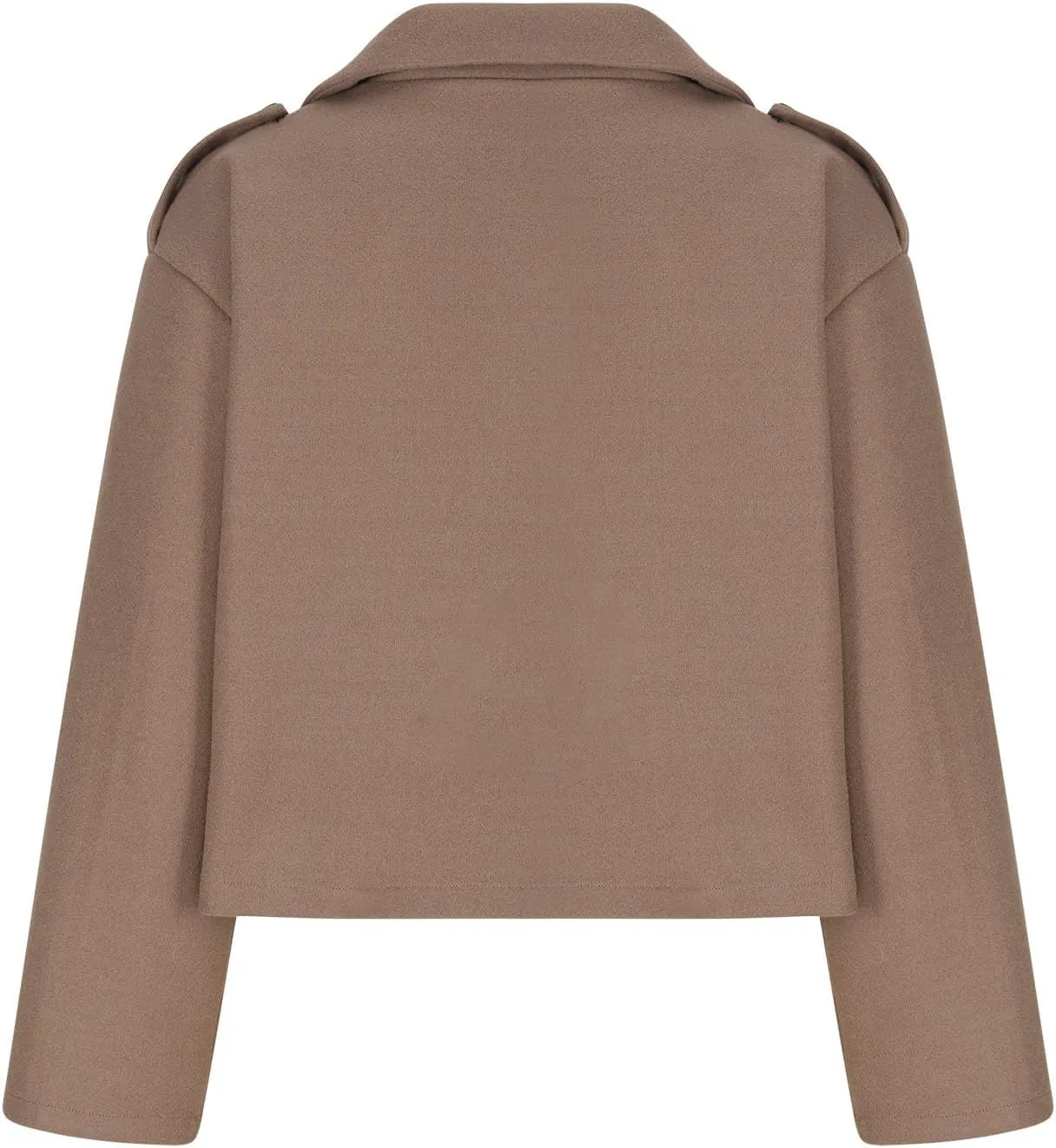 Women Crop Pea Coat Wool Blend Lapel Collar Jacket Office Work Short Winter Trench Coat Casual Fashion Outfits