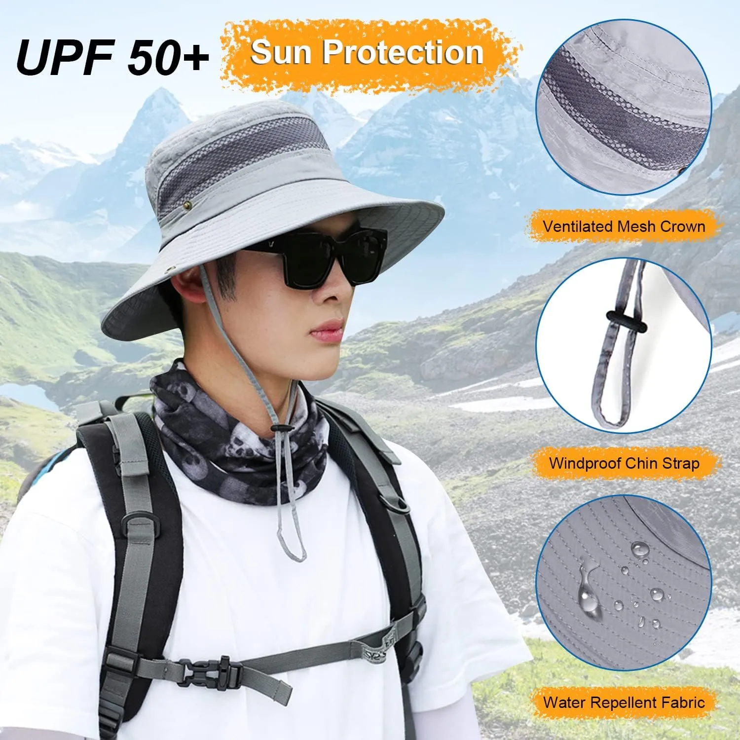Women Fishing Sun Hat Men Summer UV Protection Bucket Hats Mesh Ventilated Outdoor Hiking Gardening Beach Lawn Hat