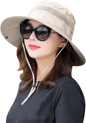 Women Fishing Sun Hat Men Summer UV Protection Bucket Hats Mesh Ventilated Outdoor Hiking Gardening Beach Lawn Hat