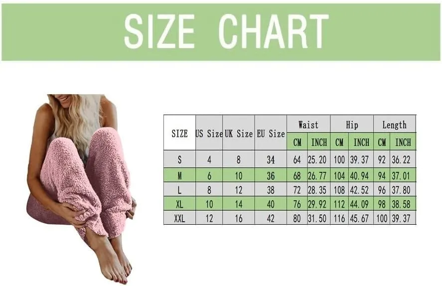 Women Fleece Pajama Pants Comfy Elastic Waist Joggers Sweatpants Lounge Pants Winter Thermal Sleepwear Trousers