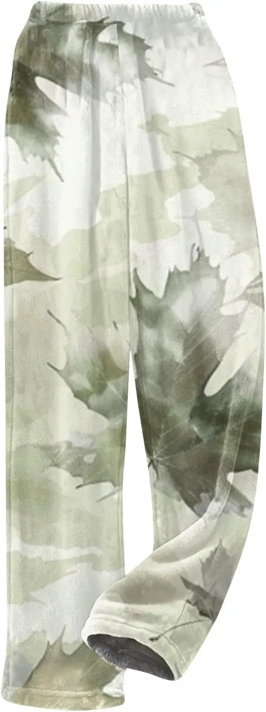 Women Fleece Pajama Pants Warm Soft Christmas Plaid Plush Flannel Sleepwear Lounge Pj Bottoms with Pockets