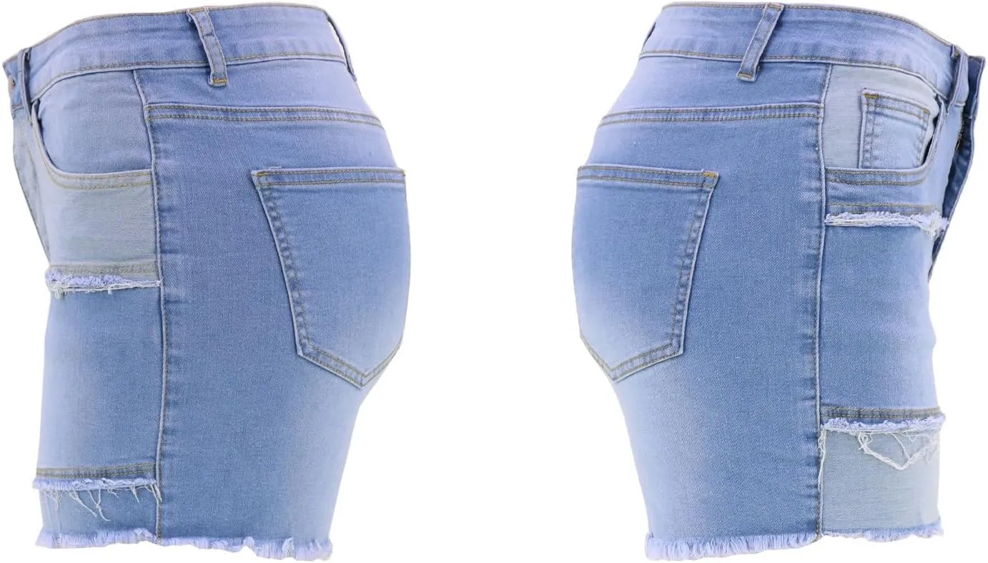 Women Fringe Denim Jean Shorts High Waisted Stretchy Y2K Cowgirl Jorts Ripped Frayed Hem Sexy Summer Streetwear