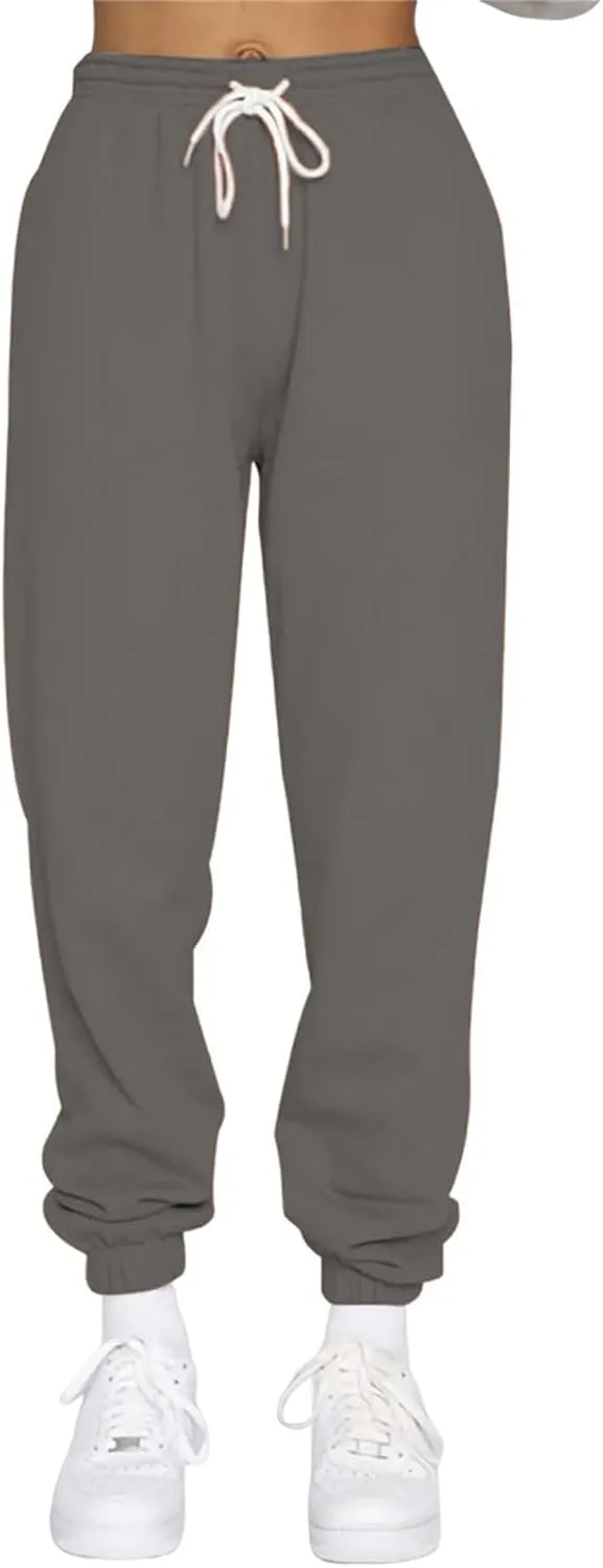 Women High Waisted Baggy Sweatpants 2024 Jogger Pants Y2k Trendy Lounge Trousers Pockets Baggy Cinch Bottom Jogger