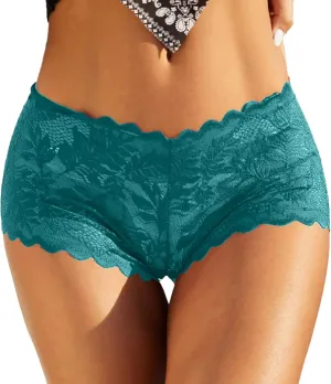 Women Lace Boyshort Sexy Floral Panties Low Rise Underwear Ladies Comfortable Underpants Baby-Doll Lingerie for