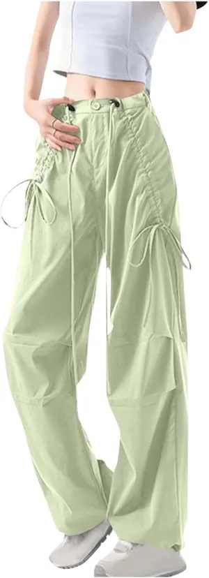 Women Pleated High Cut Straight Leg Plain Long Leg Loose Fit Trousers Pants for Women Cargo Summer Fall 2025 Y2K