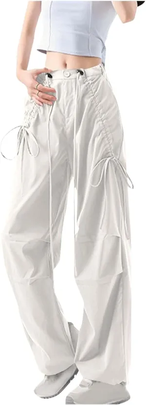 Women Pleated High Cut Straight Leg Plain Long Leg Loose Fit Trousers Pants for Women Cargo Summer Fall 2025 Y2K