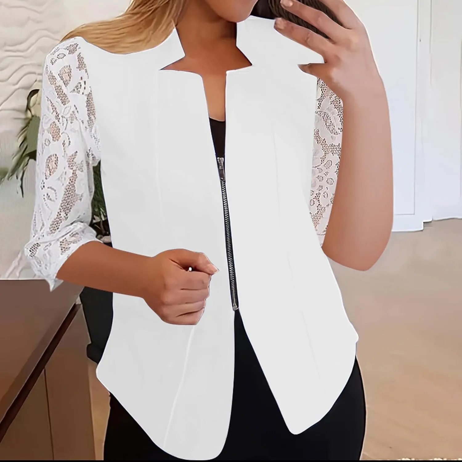 Women's 2024 Fall Casual Blazers Notched Collar Suit Cardigan Ladies Jacket Blazers for Women Business Casual 2024