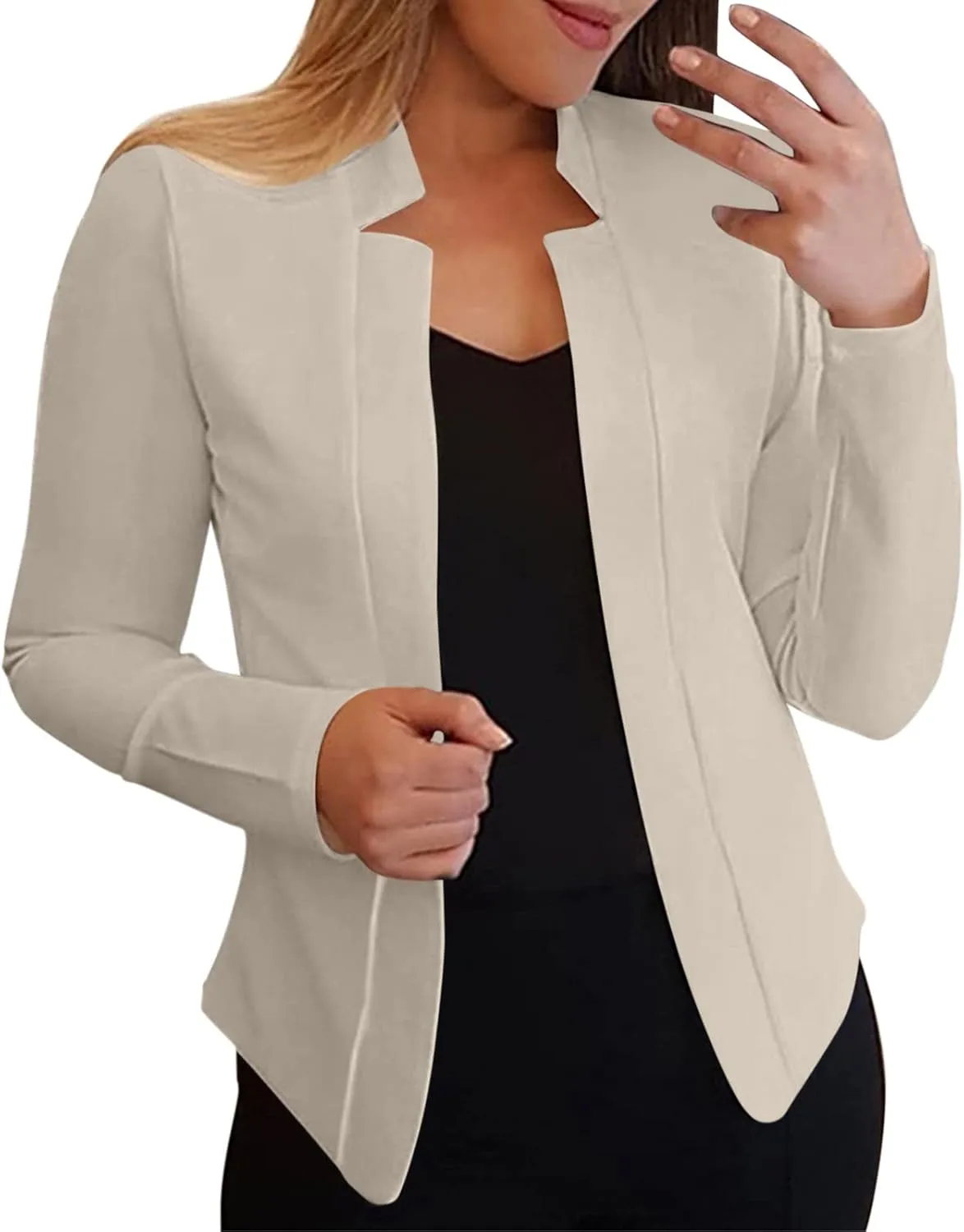 Women's 2024 Fall Casual Blazers Notched Collar Suit Cardigan Ladies Jacket Blazers for Women Business Casual 2024