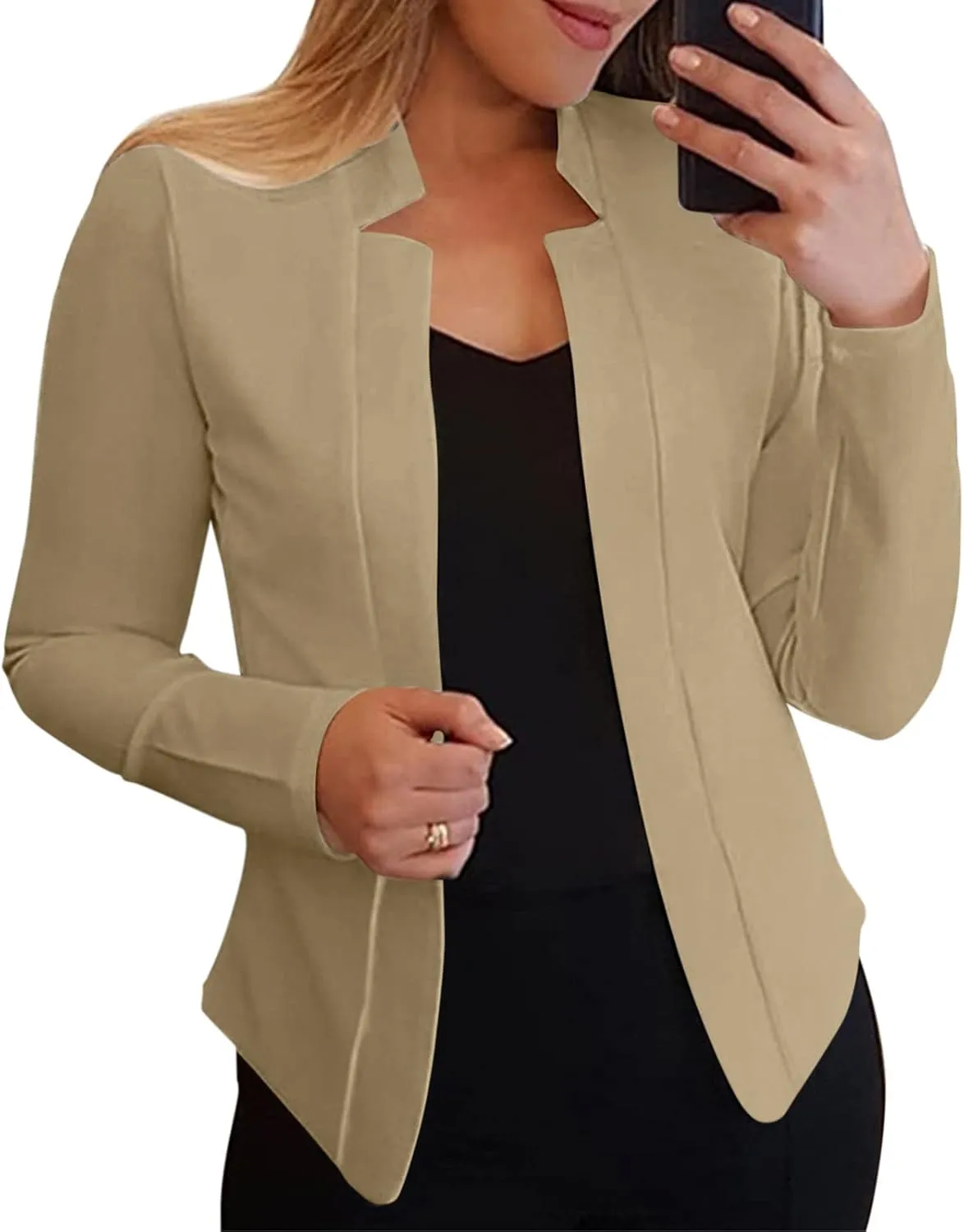 Women's 2024 Fall Casual Blazers Notched Collar Suit Cardigan Ladies Jacket Blazers for Women Business Casual 2024