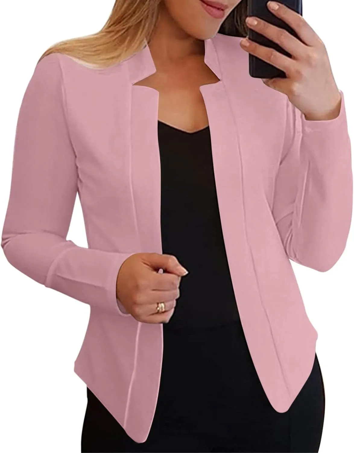 Women's 2024 Fall Casual Blazers Notched Collar Suit Cardigan Ladies Jacket Blazers for Women Business Casual 2024