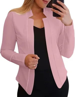 Women's 2024 Fall Casual Blazers Notched Collar Suit Cardigan Ladies Jacket Blazers for Women Business Casual 2024