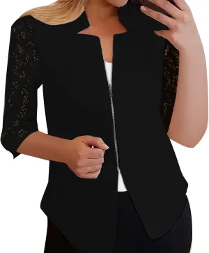 Women's 2024 Fall Casual Blazers Notched Collar Suit Cardigan Ladies Jacket Blazers for Women Business Casual 2024