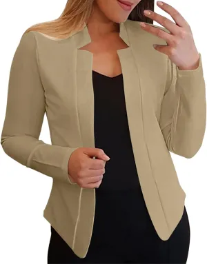 Women's 2024 Fall Casual Blazers Notched Collar Suit Cardigan Ladies Jacket Blazers for Women Business Casual 2024