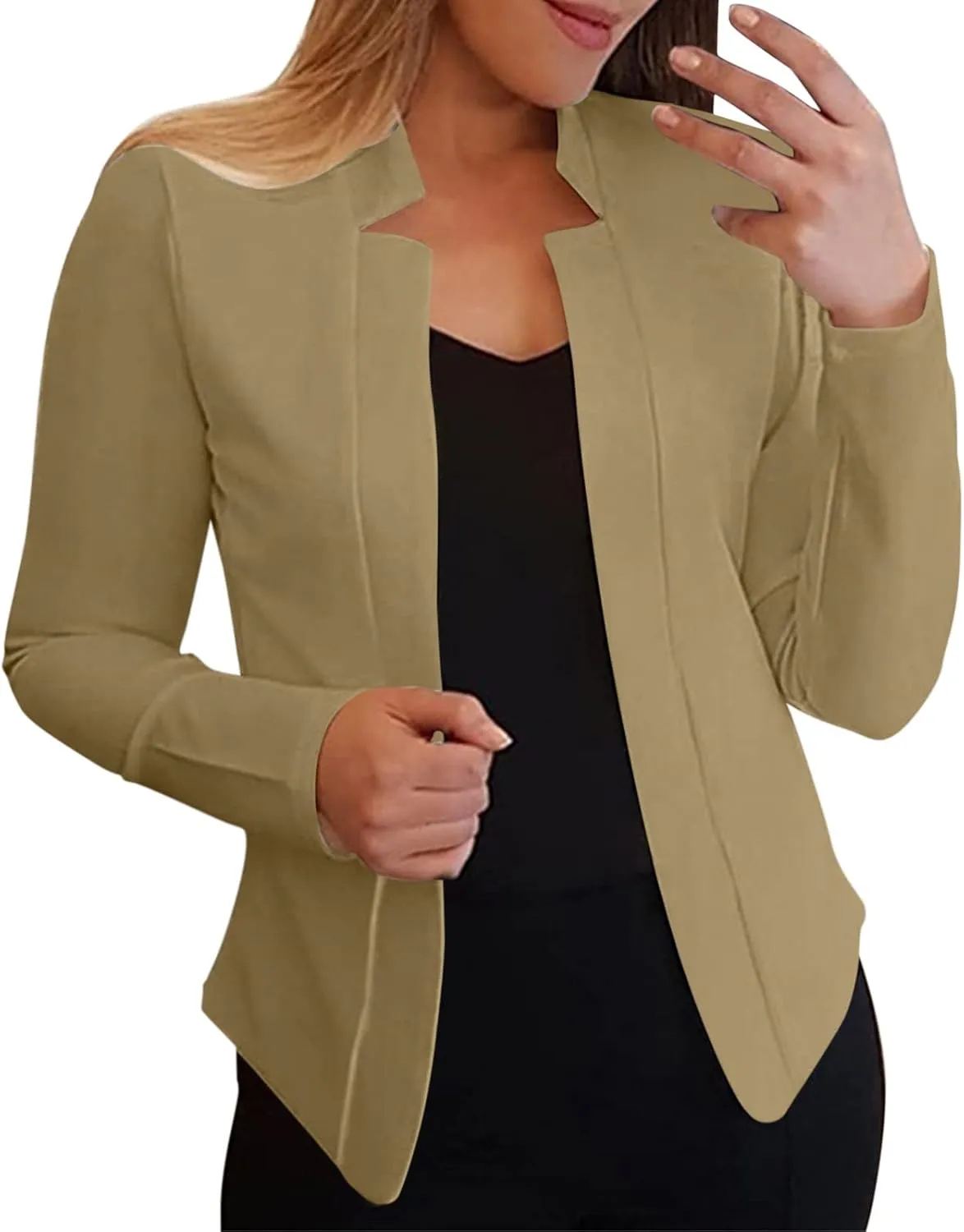 Women's 2024 Fall Casual Blazers Notched Collar Suit Cardigan Ladies Jacket Blazers for Women Business Casual 2024