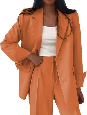 Women's 2024 Winter Casual Blazers Long Sleeve Lapel Open Front Button Work Office Blazer Jackets with Pockets