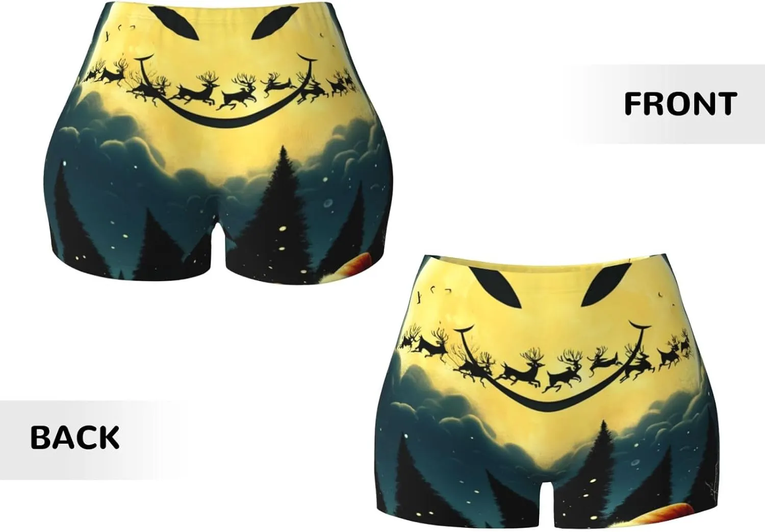 Women's Athletic Stretch Shorts Santa-Xmas-Hats-Pumpkins Running Shorts for Women