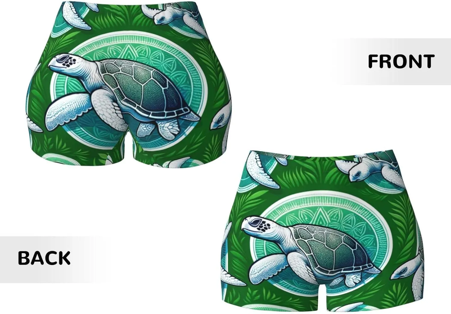 Women's Athletic Stretch Shorts Sea-Turtle-Green Running Shorts for Women