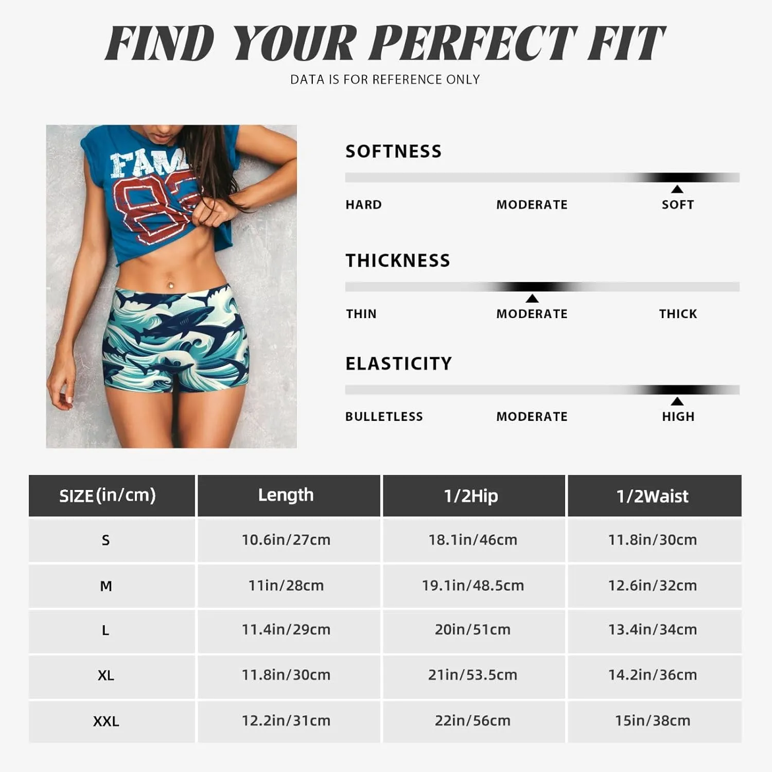 Women's Athletic Stretch Shorts Sharks-Swim-Ocean-Waves Running Shorts for Women