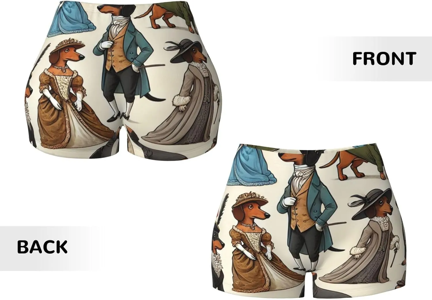 Women's Athletic Stretch Shorts Victorian-Era-Dachshunds Running Shorts for Women