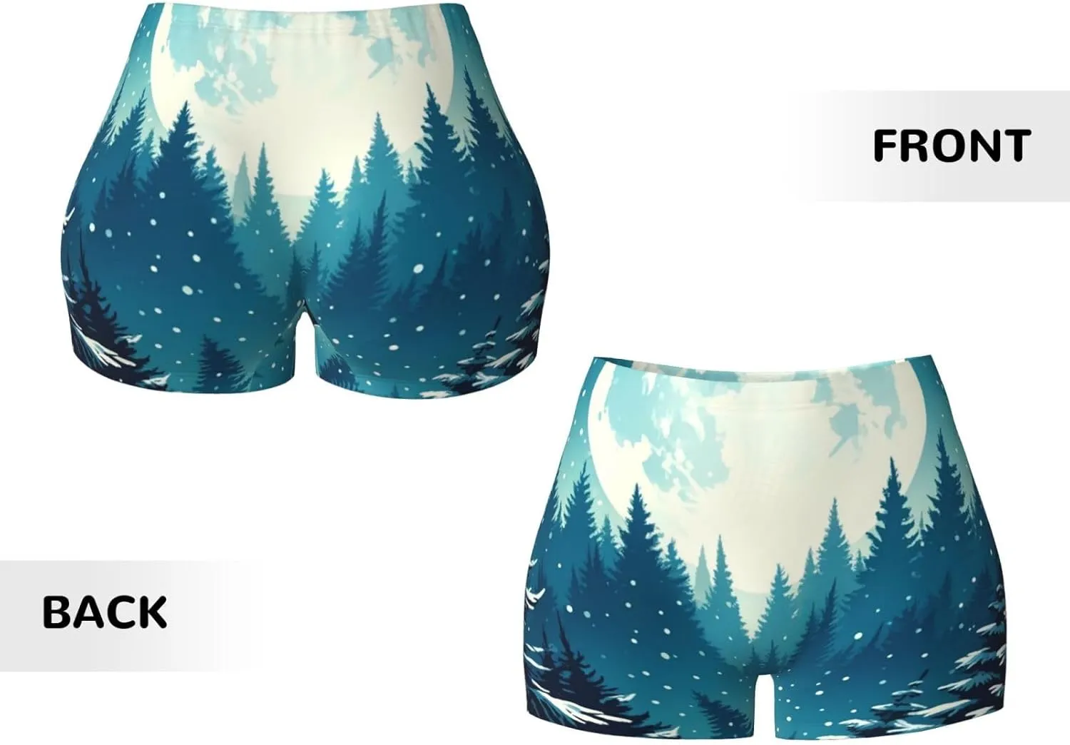 Women's Athletic Stretch Shorts Wolf-Howling-Forest Running Shorts for Women