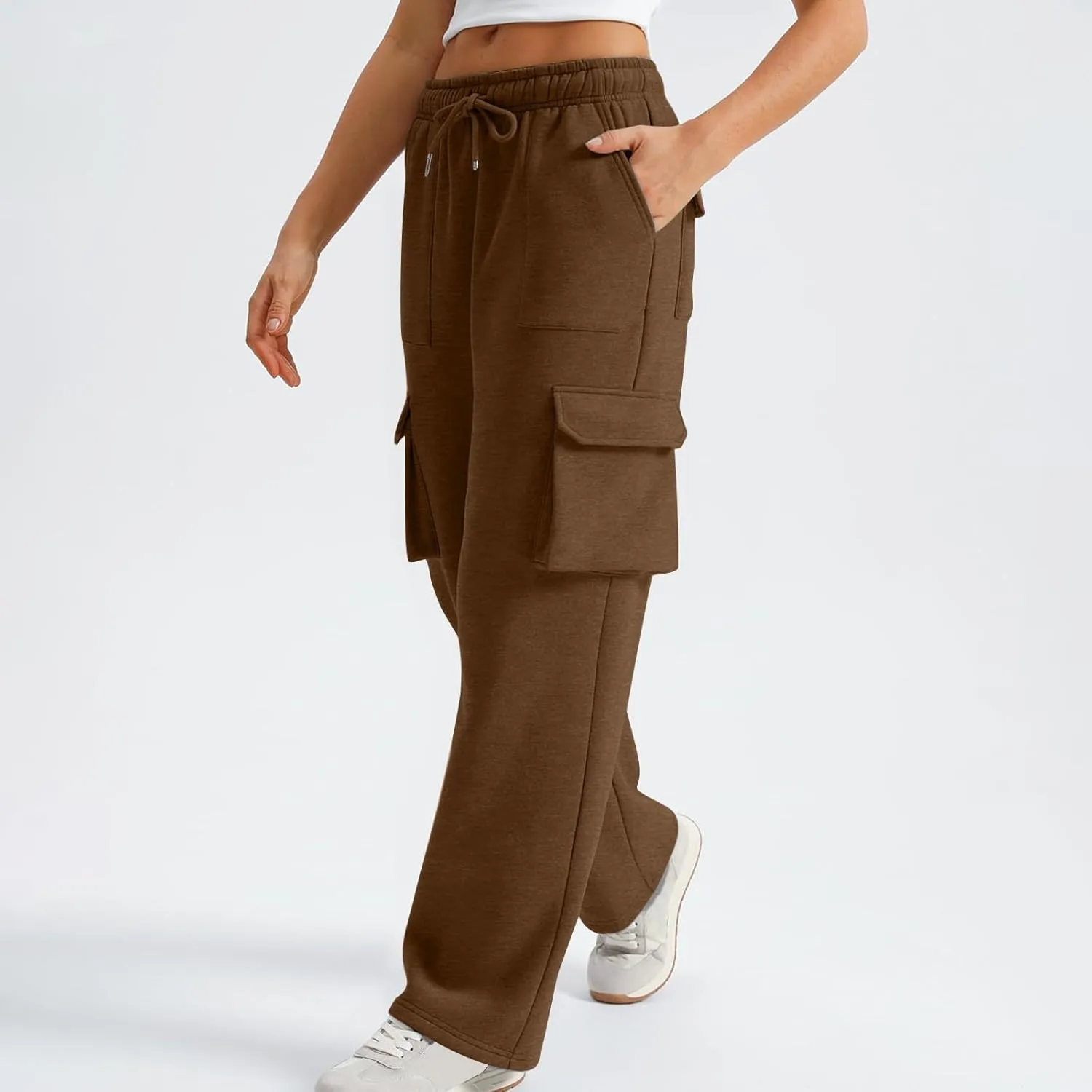 Women's Baggy Fleece Sweatpants Casual High Waisted Joggers Pants Fitted Sweat Pants Drawstring Workout Comfy Lounge
