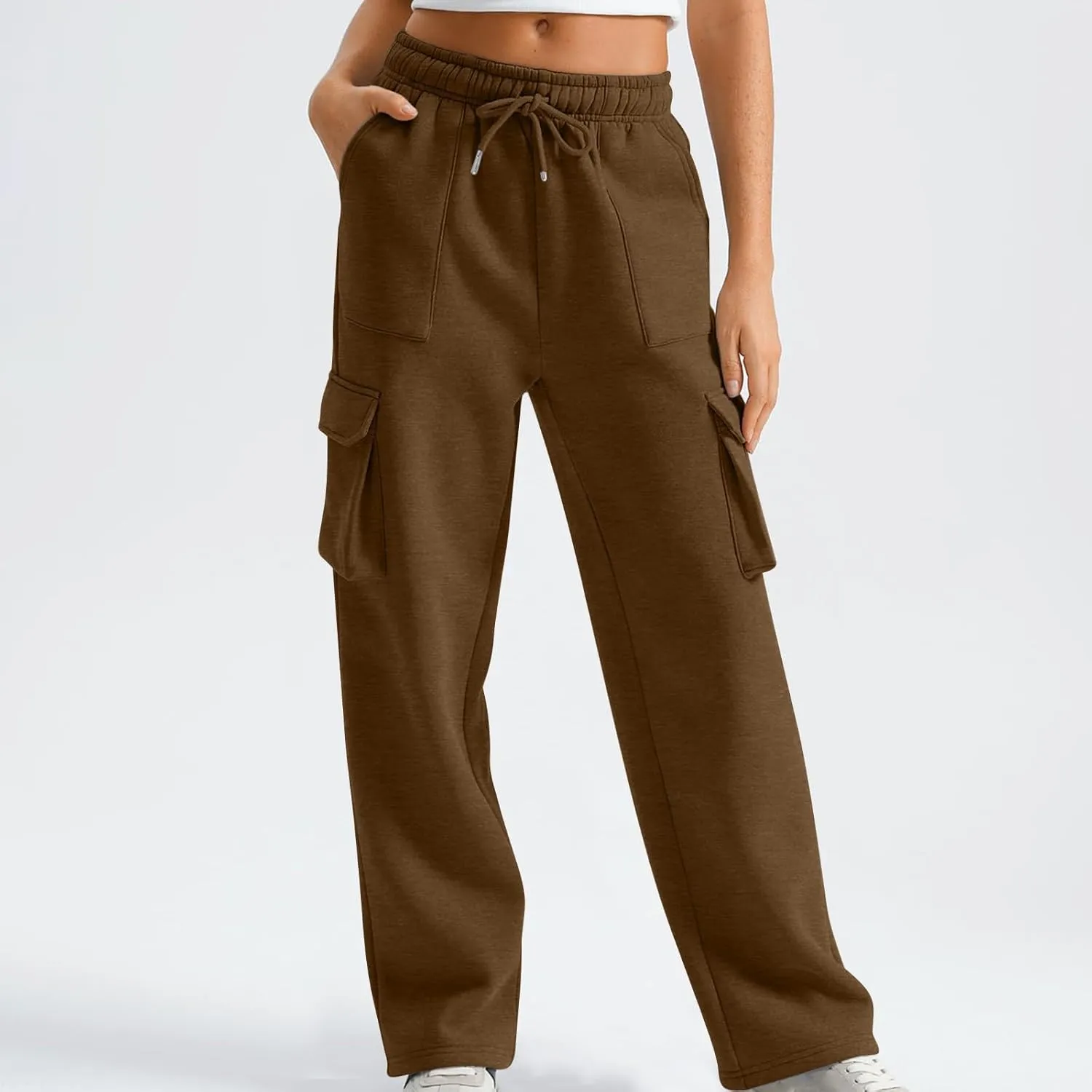 Women's Baggy Fleece Sweatpants Casual High Waisted Joggers Pants Fitted Sweat Pants Drawstring Workout Comfy Lounge