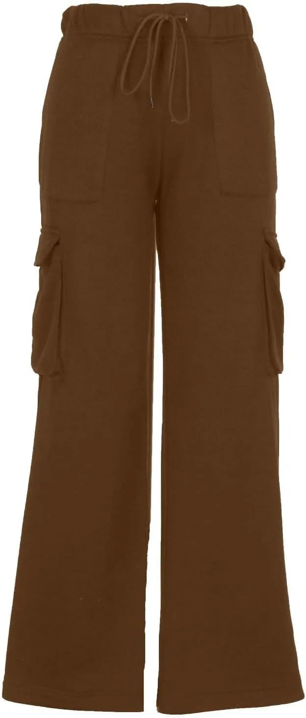 Women's Baggy Fleece Sweatpants Casual High Waisted Joggers Pants Fitted Sweat Pants Drawstring Workout Comfy Lounge