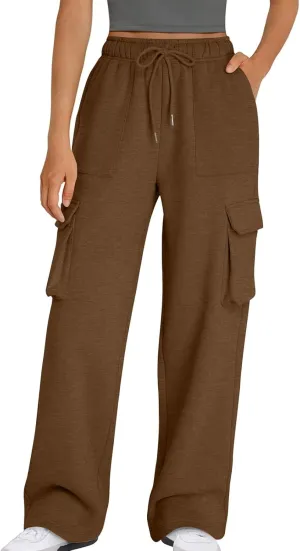 Women's Baggy Fleece Sweatpants Casual High Waisted Joggers Pants Fitted Sweat Pants Drawstring Workout Comfy Lounge