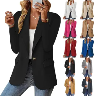 Women's Blazer Casual Bussiness Blazers Work Office Suit Jackets for Women Long Sleeve Lapel Solid Color Cardigan