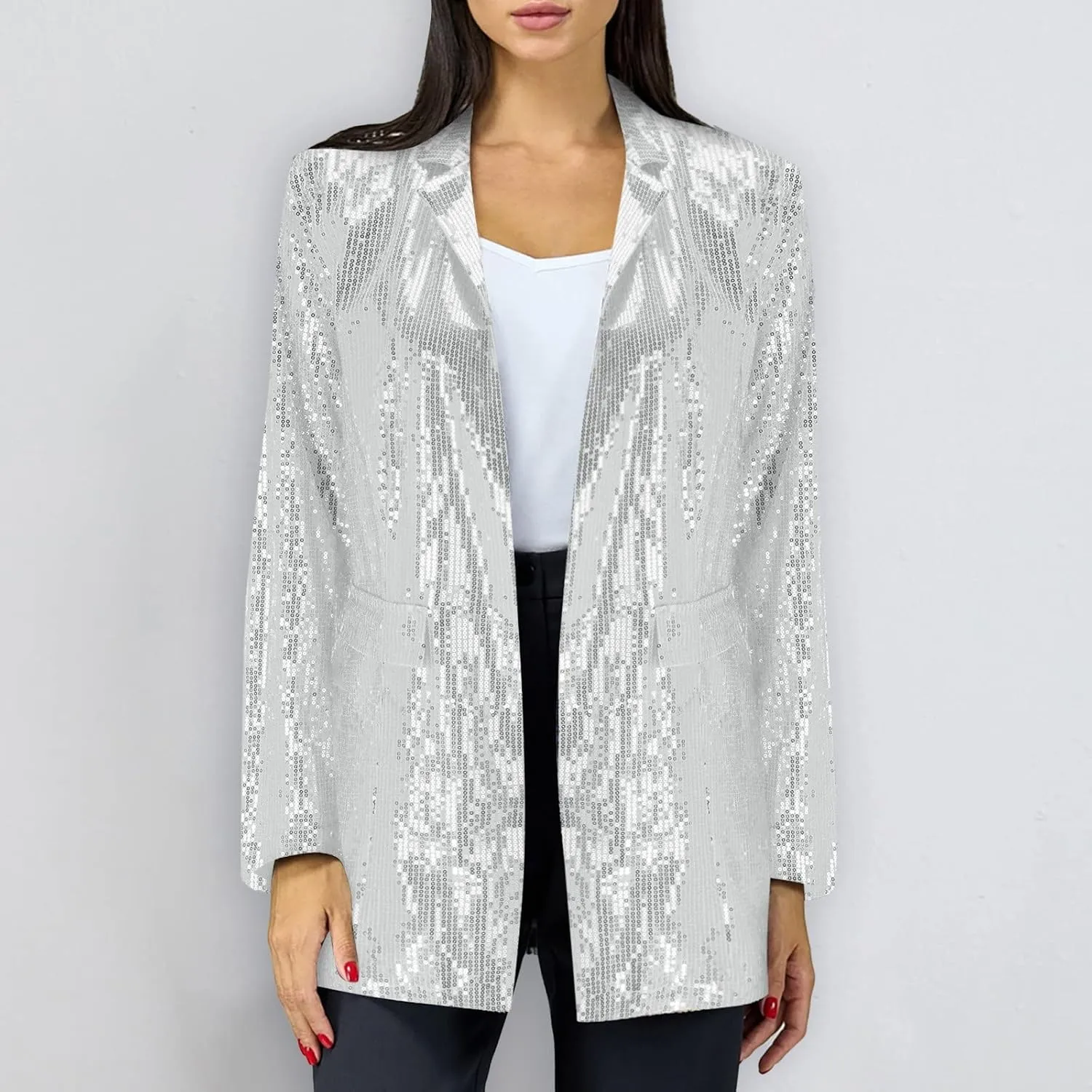 Women's Blazers & Suit Jackets,Long Sleeve Casual Loose Suit for Ladies Autumn Slim Fit Casual Blazers Open Front