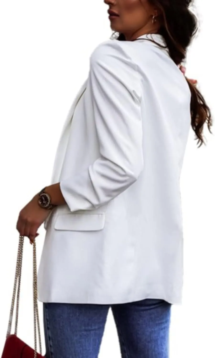 Women's Blazers & Suit Jackets,Long Sleeve Casual Loose Suit for Ladies Autumn Slim Fit Casual Blazers Open Front