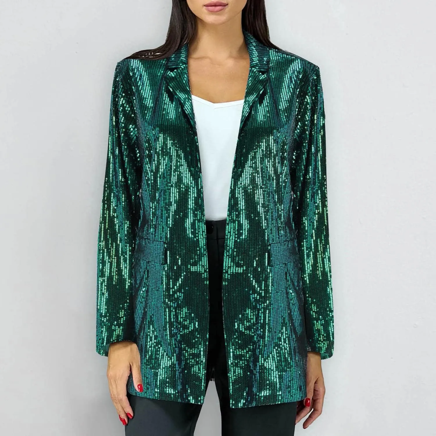 Women's Blazers & Suit Jackets,Long Sleeve Casual Loose Suit for Ladies Autumn Slim Fit Casual Blazers Open Front