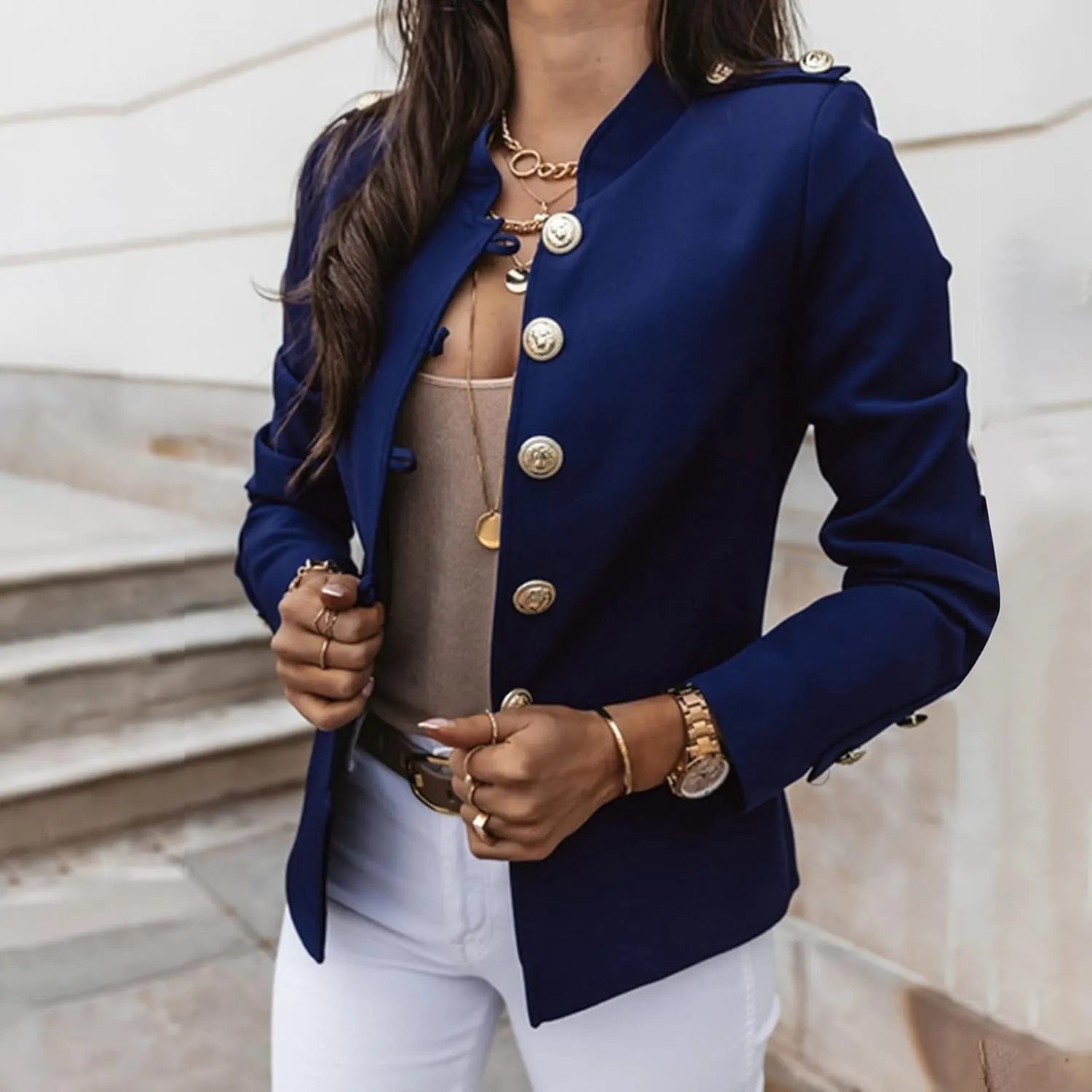 Women's Blazers & Suit Jackets,Long Sleeve Casual Loose Suit for Ladies Autumn Slim Fit Casual Blazers Open Front