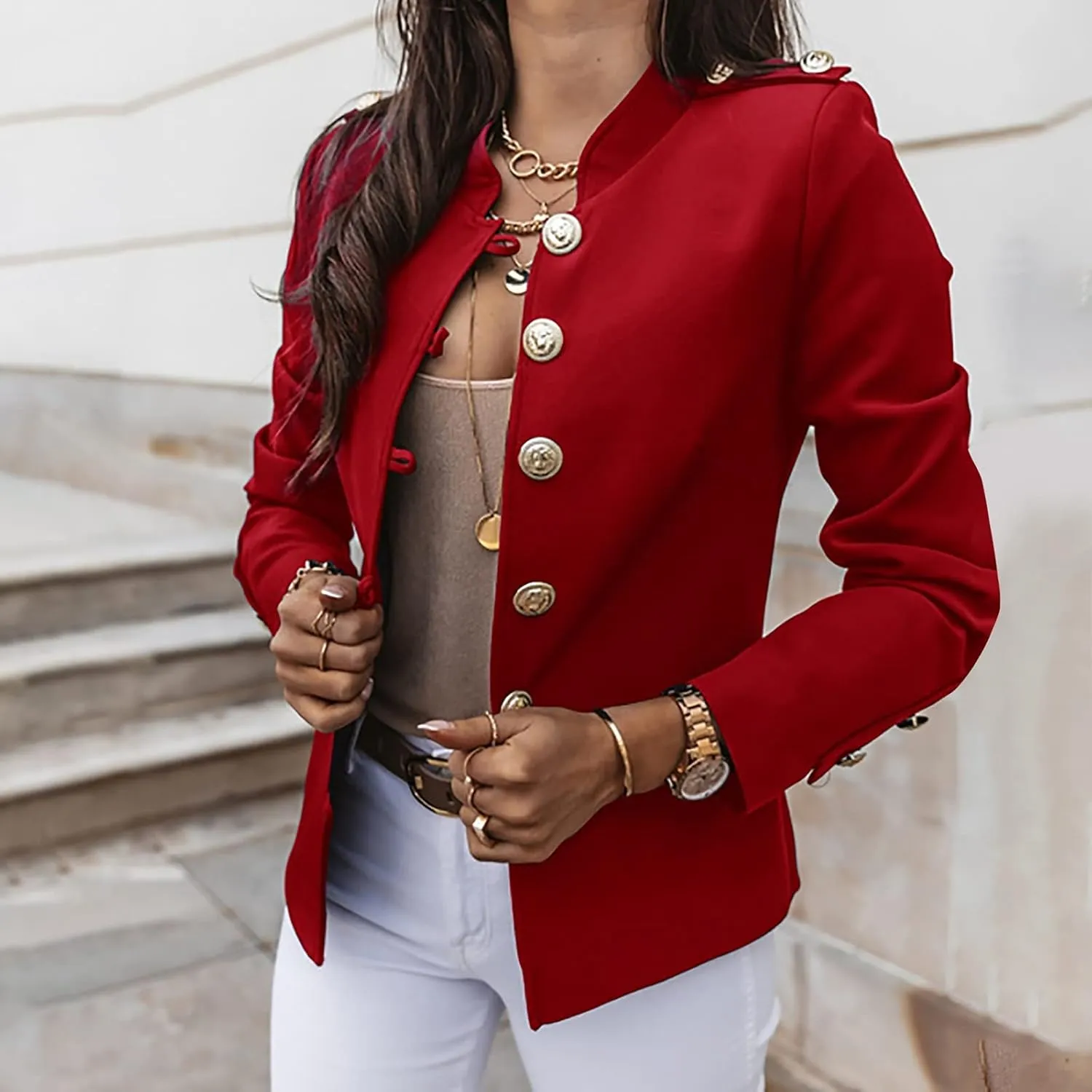 Women's Blazers & Suit Jackets,Long Sleeve Casual Loose Suit for Ladies Autumn Slim Fit Casual Blazers Open Front