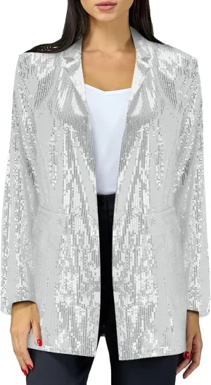 Women's Blazers & Suit Jackets,Long Sleeve Casual Loose Suit for Ladies Autumn Slim Fit Casual Blazers Open Front