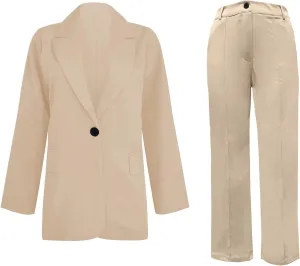 Womens Blazers for Work Casual Long Sleeve Suit Jackets Open Front Button Jackets Trendy Outerwear with Pockets