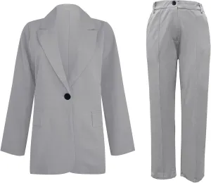 Womens Blazers for Work Casual Long Sleeve Suit Jackets Open Front Button Jackets Trendy Outerwear with Pockets