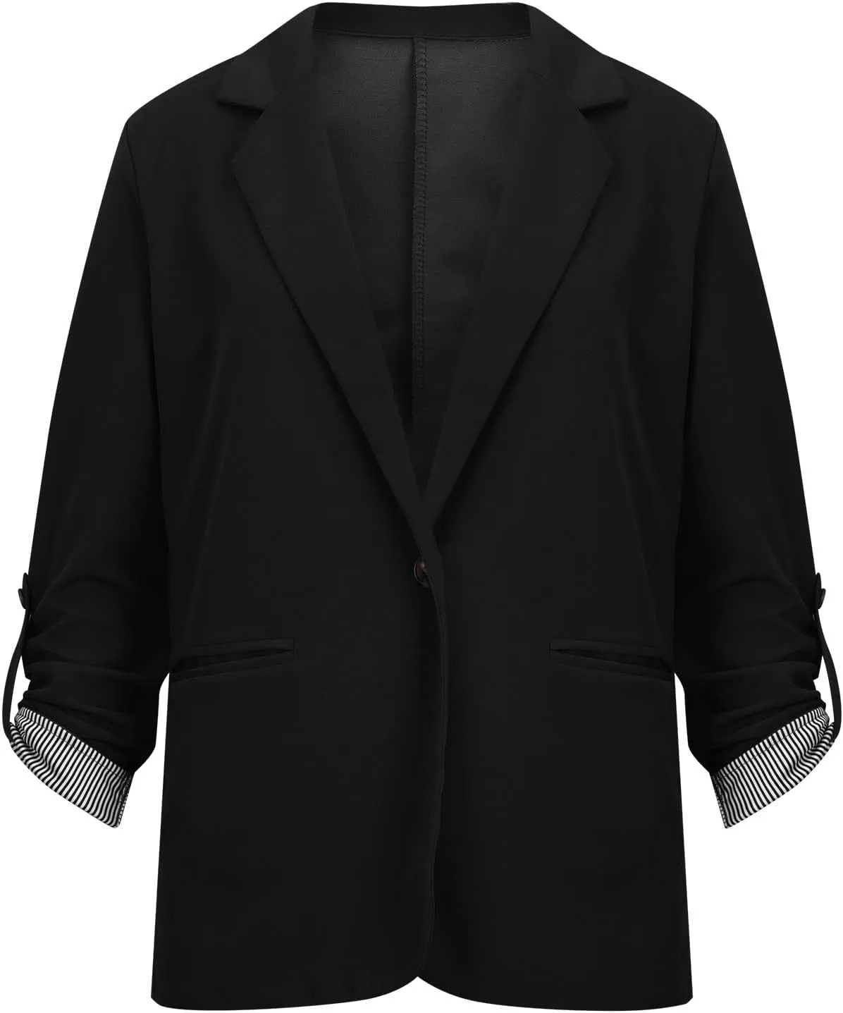 Womens Blazers for Work Casual Striped Patchwork Suit Jacket Dressy Work Button Long Sleeve Blazers for Women