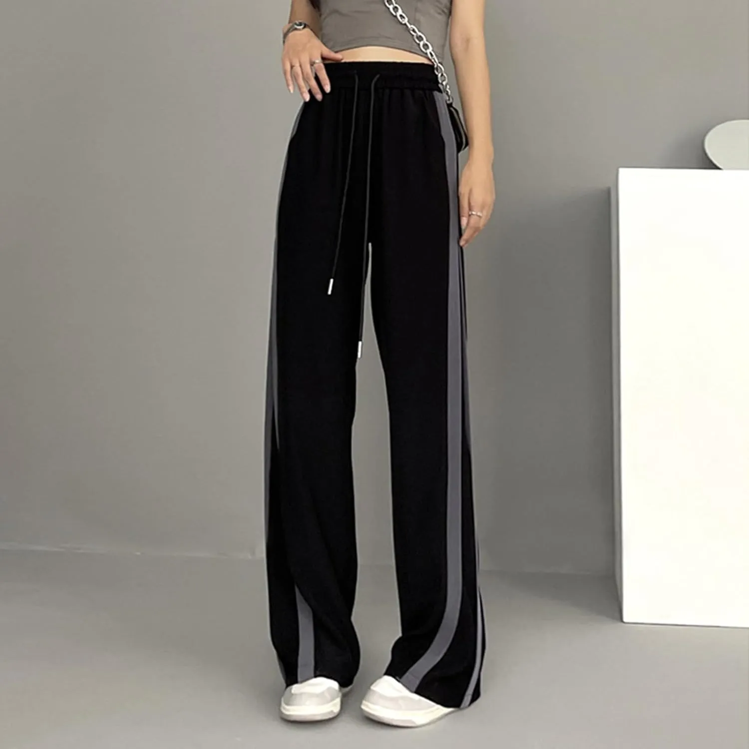 Womens Cargo Sweatpants Cozy Fleece Casual Jogger Pants Straight Leg Baggy Elastic High Waisted Yoga Pants