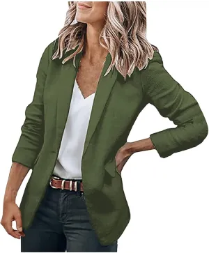 Women's Casual Blazer Casual Lapel Open Front Long Sleeve Work Office Suit Jacket Coat Blazer Dress