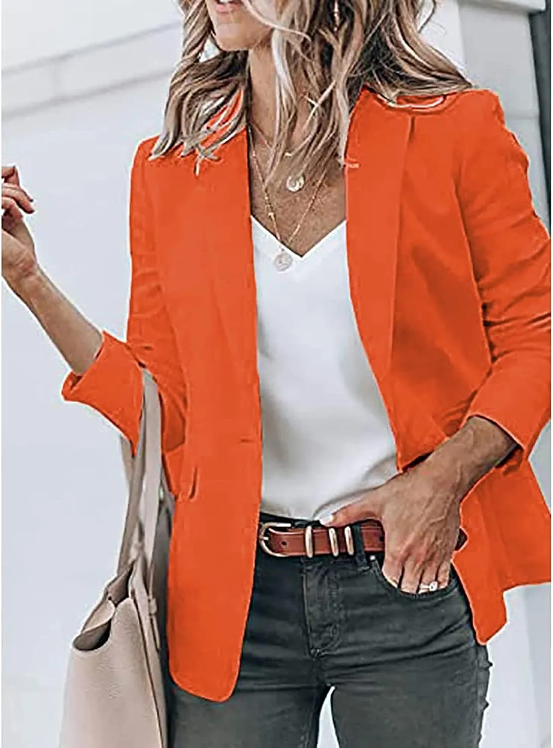 Women's Casual Blazer Casual Lapel Open Front Long Sleeve Work Office Suit Jacket Coat Blazer Dress