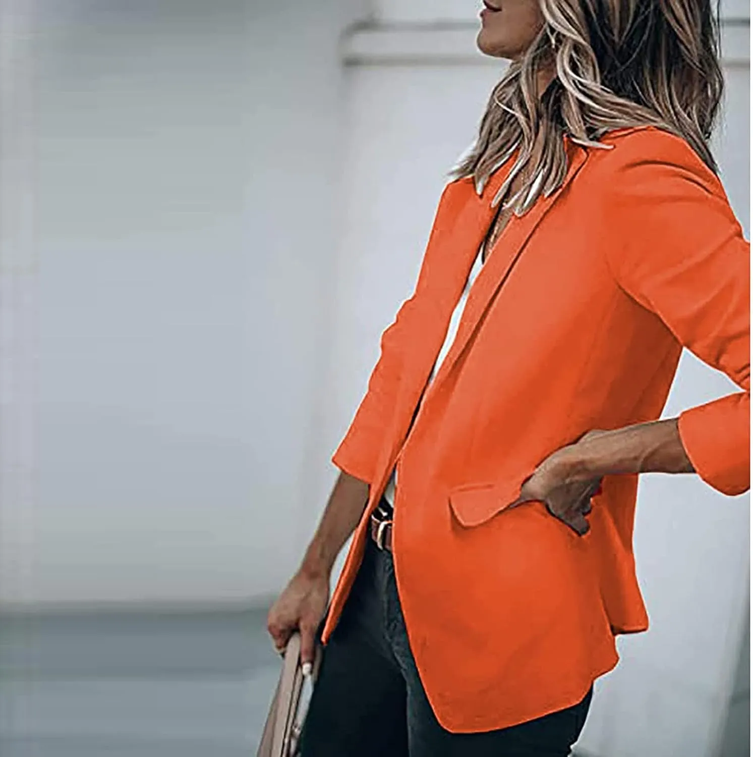 Women's Casual Blazer Casual Lapel Open Front Long Sleeve Work Office Suit Jacket Coat Blazer Dress