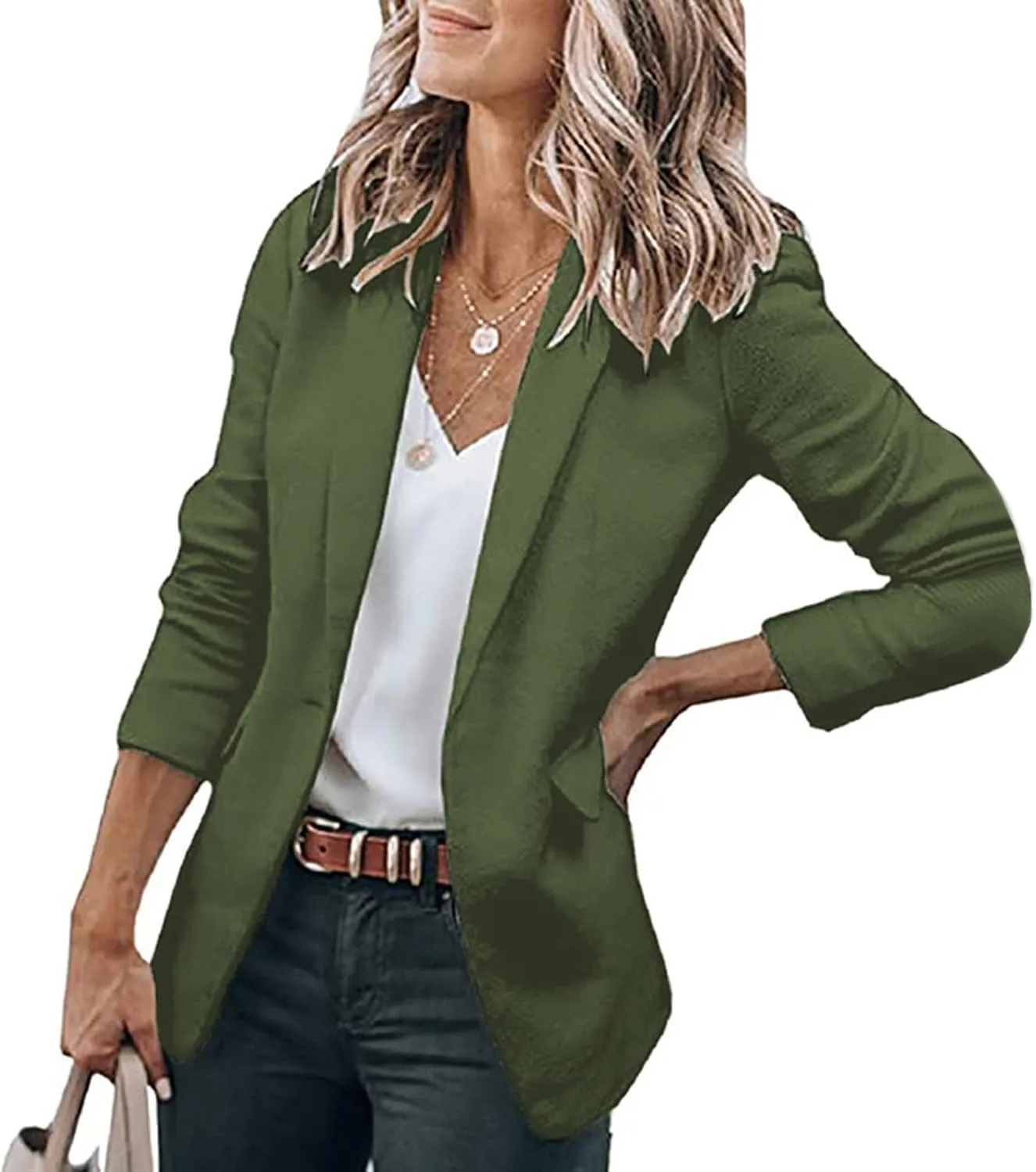 Women's Casual Blazer Casual Lapel Open Front Long Sleeve Work Office Suit Jacket Coat Blazer Dress