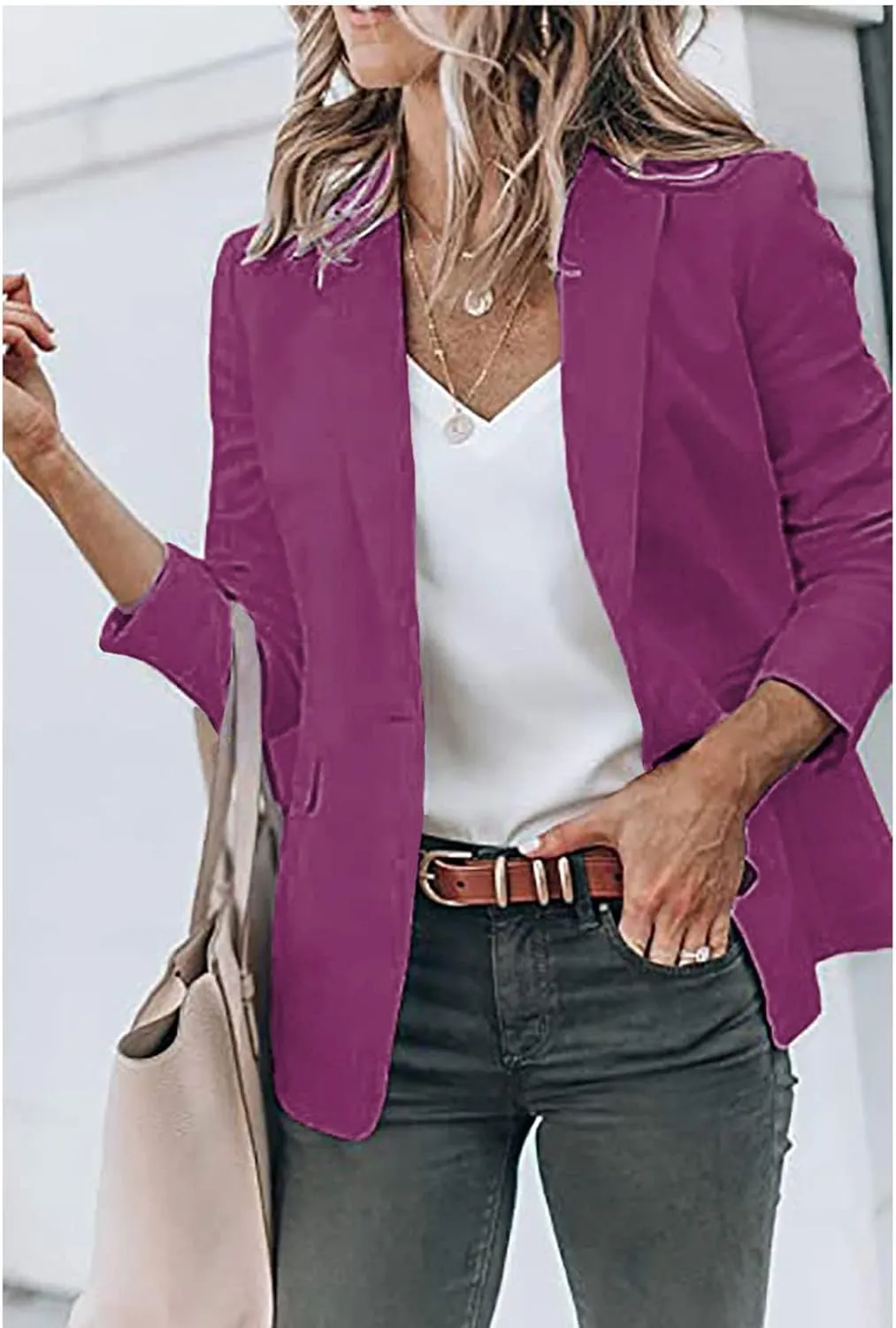 Women's Casual Blazer Casual Lapel Open Front Long Sleeve Work Office Suit Jacket Coat Blazers & Suit Jackets