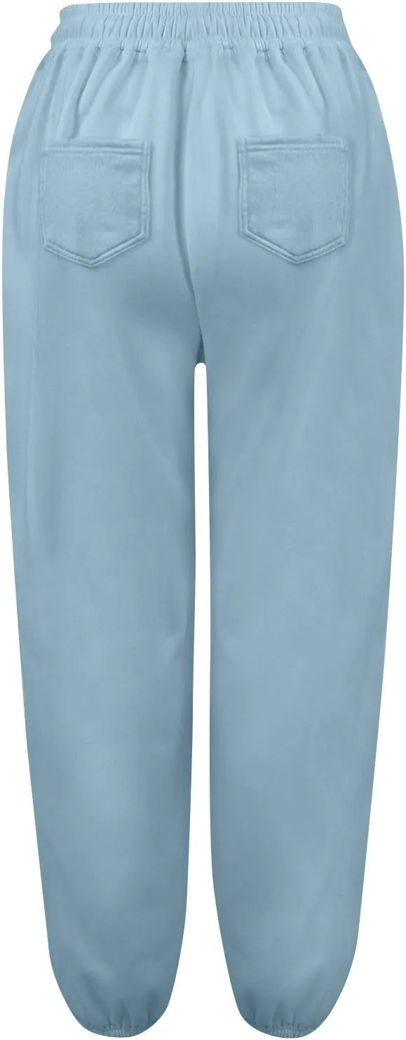 Women's Casual Fleece Sweatpants High Waisted Lounge Baggy Joggers Pants Plus Size Athletic Pants Warm Trousers