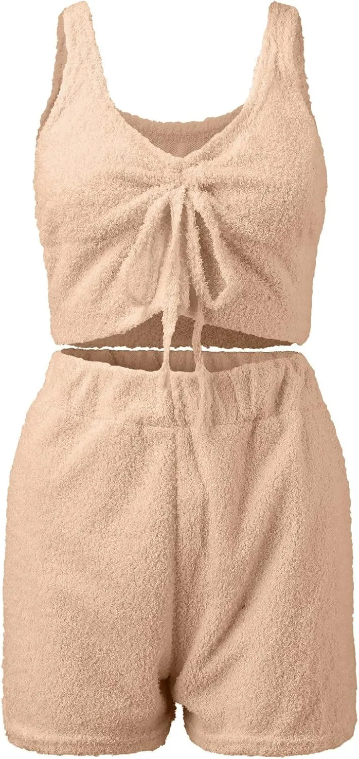 Women's Cozy Up 2 Piece Set Women Winter Fashion Warm Three Suit Soft Warm Flannel Notch Collar Soft Sleepwear Pjs